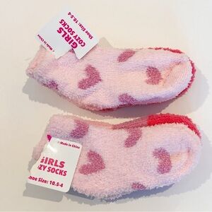 Girls Pink Heart Cozy Socks